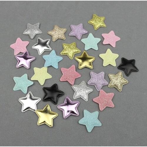 50Pcs 2.8cm Glitter Stars Padded Appliques Kids Hair Accessories Patches Materials Ornaments DIY Craft Pentagram Embossing Decor