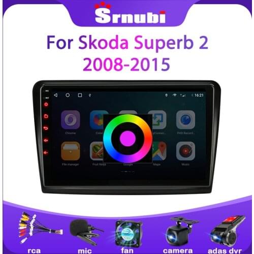 Srnubi Android 10 2 Din Car Radio Multimidia Video Player Navigation GPS for Skoda Superb 2 B6 2008 - 2015 Stereo IPS Head Unit