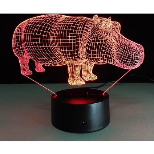 Hippo Colorful Touch LED 3D LED Lamp Light Novelty Halloween Gift Atmosphere Gift Desk Lamp Led Night Light Party Birthday Gift