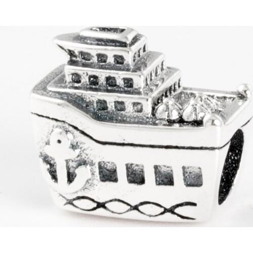 Free Shipping 925 Sterling Silver Vintage Cruise Ship All Aboard Charm Fit Original Bracelet For Women DIY Jewelry S925 Beads