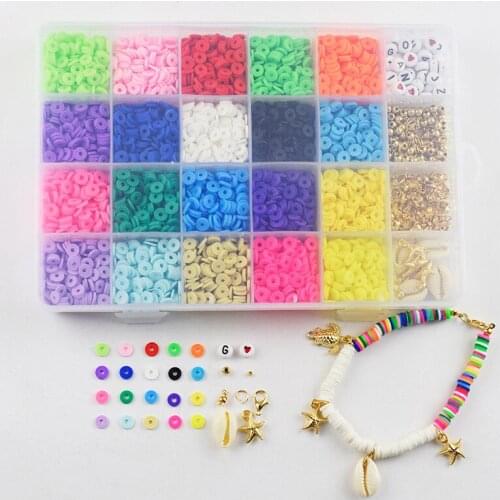 24 Grid 6mm Soft Ceramic Beads Sheet Boxed Color Wafer DIY Ornament Accessories Shell jewelry making supplies