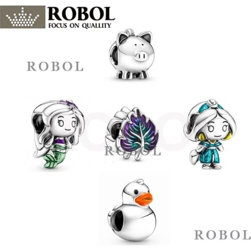 45 2021 New Fashion 100% 925 Sterling Silver Heart-shaped Round Charm Fashion Simple Beads Free Wholesale Shipping