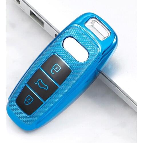 TPU Carbon Fiber Car Key Case For Audi Q8 C8 A6 A7 A8 2018 2019 Auto Styling Car Full Cover Accessories Shell