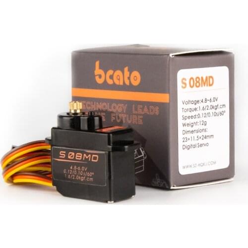Bcato S08MD Digital Servo 12g 1.6/2.0 Kgf.cm High-Speed Mini Metal Gear for RC FPV Helicopter Airplane Tail Servo