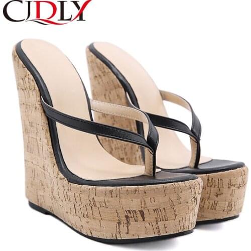 CJDLY Platform Wedges Slippers Women Sandals 2020 New Female Shoes Fashion Heeled Shoes Casual Clip Toe Slides Slippers Women