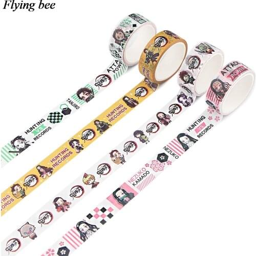 Flyingbee 15mmX5m Paper Washi Tape Cool Anime Adhesive Tape DIY Scrapbooking Sticker Label Masking Tape X0866