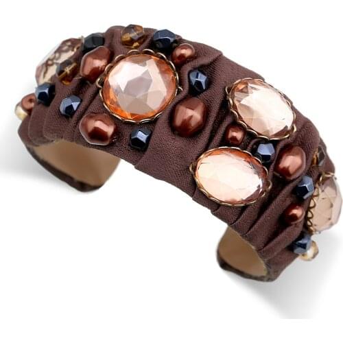 HAHA&TOTO Handmade Weaving Beaded Cuff Bracelet Bangle for Girls Women New Trendy Round Pearls Statement Bracelet Jewelry Bijoux