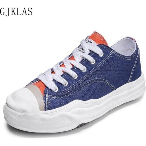 Thick Sole Canvas Shoes White Man Retro Sneakers Flats Platform Shoes Breathable Zapatillas Sneakers Black Men Casual Shoes