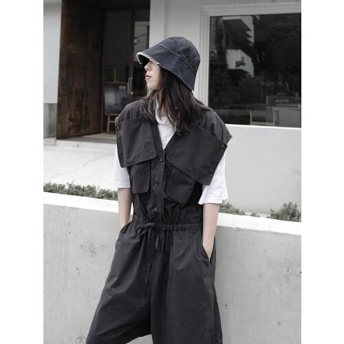 Homemade original design jumpsuit women in Uniform Loose Dark Department small neutral new style of personalized jumpsuit