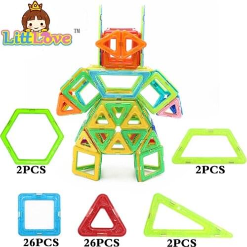 58Pcs Magnetic Designer Construction Set Enlighten Bricks Magnetic Model Building Blocks Educational Toys For Children