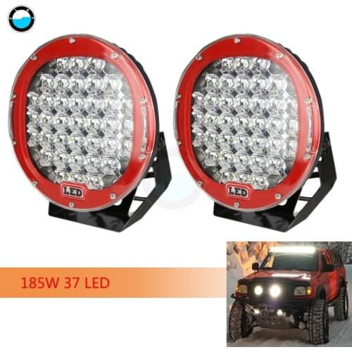 2 pcs 185W Round 9" Led Work Light Fog Headlight 12V 24V Off road 4WD 4x4 Led Spotlight Black Led Driving Lighting