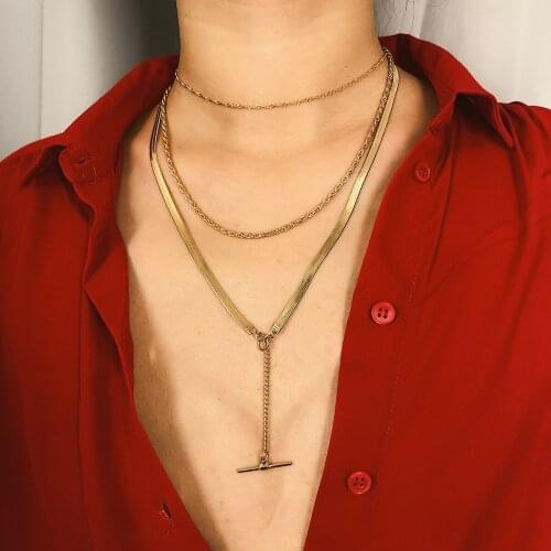 Fashion Maxi Statement Necklaces for Women Silver Gold Chain Metal Rod Chokers Multilayer Necklace Bohemian Jewelry erkek kolye