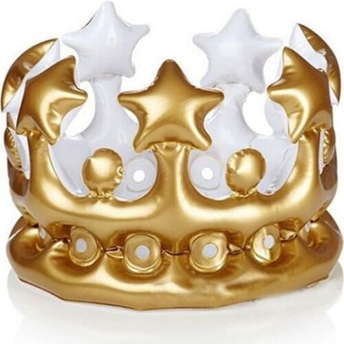 Inflatable Gold Crown Kids Adult Birthday Hats Cap Headband Party Decoration