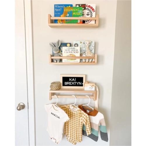 Montessori Bookshelf Child Baby Room Wall Rack Wood Bookcase Bookshelf 3 Pcs 50 Cm