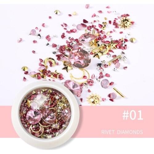 New 1 Box Nails Rhinestones Nail Art Decorations with Gems Colorful Rhinestones Nail Shell For Nail Art Design SCI88