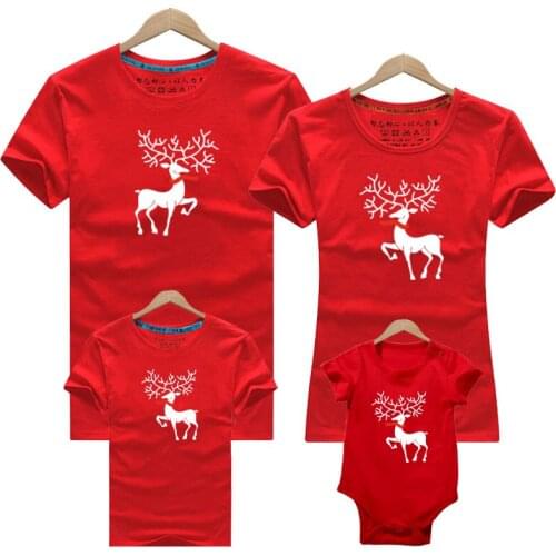 Father Mother Son Daughter Clothes Adult Kids T-shirt Baby Romper Cartoon Printed Cotton Christmas Family Matching T-shirt