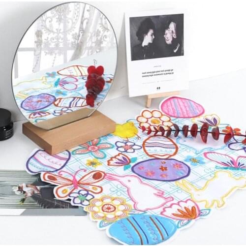 Easter Bunny Egg Table Runner Embroidery Placemat Exquisite Tableware Placemat Party Home Decoration 2021 Hot Sales Table Mat