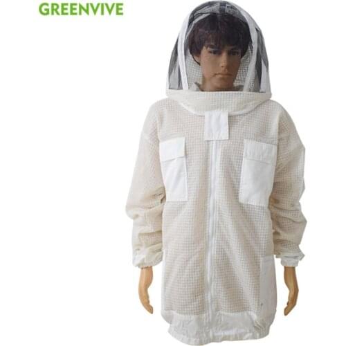 Beekeeping Jacket Professional Anti Bee Suit 3 Layer Air-through Protective Clothing Bee Suit with Removable Hat Ventilated