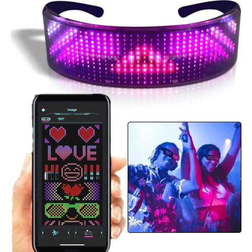 Rgb Bluetooth Led Party Glasses App Control Diy Programmable Neon Light Scrolling Text Message Animation Christmas Birthday Gift
