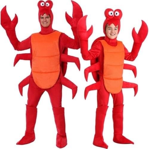Disfraz de langosta roja de Navidad para hombre adulto, para Halloween, fiesta, cangrejo suelto, Animal, disfraz de pijama para