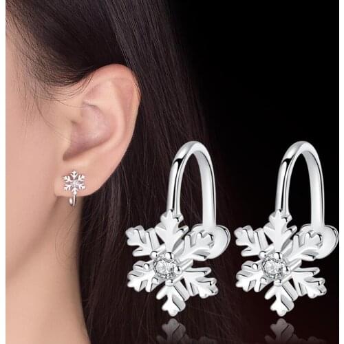 New Christmas Tree Snowflake Earrings Ear Clip For Women Jewelry Cute Pendientes Statement Earrings SAE8