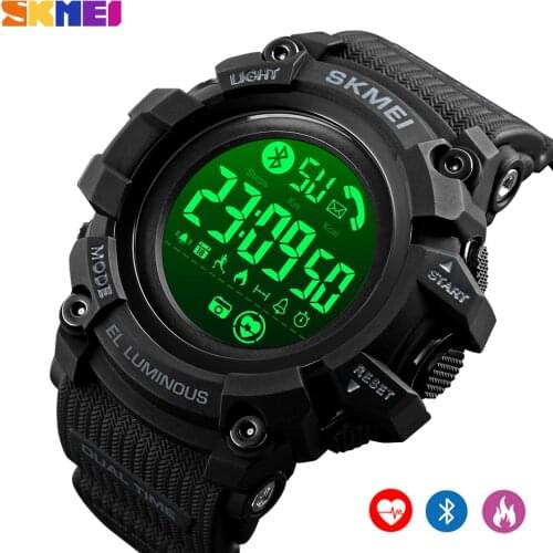 SKMEI Smart Digital Bluetooth Men Watch Sport Pedometer Calorie Fitness Clock Heart Rate Waterproof Wristwatch reloj inteligente