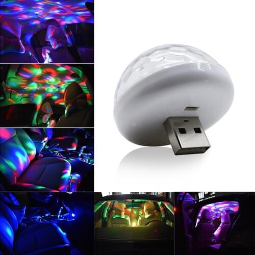 LED Car USB Atmosphere Light DJ RGB Mini Colorful Music Sound Lamp for USB-C Phone Surface Enjoy Christmas Day Gift
