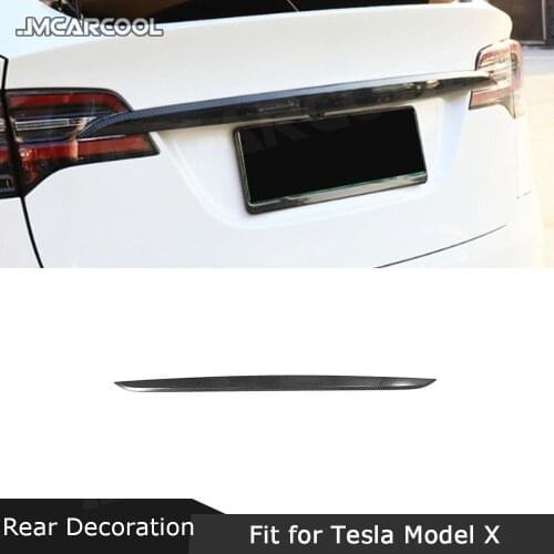 Carbon fiber Material Rear Trunk Door Decoration Trim Cover Sticker For Tesla Model X SUV 2020 ABS Carbon look Auto Car Styling