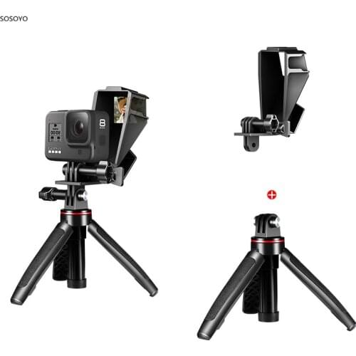 Expand Tripod Universal Selfie Vlog Flip Screen Mirror Bracket Refractive Mirror 3 Cold Shoe Mount For Gopro 8 7 6 5 Camera