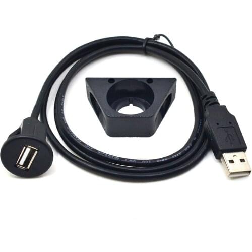 1m Waterproof USB 2.0 Male to Female Flush Mount Car Extension Cable Cord Wire Truck Boat Motorcycle Dashboard Dash Board Panel