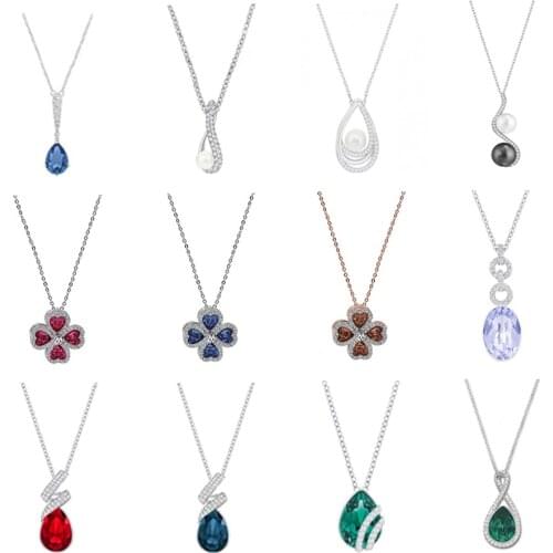 High Quality 1:1 Original SWA DIY Jewelry Simple Modern Play Trend Classic Diamond Pearl Necklace