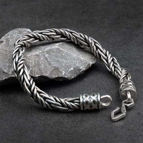High quality Thai Silver Twisted bracelet for men 925 Silver vintage fashion Jewelry