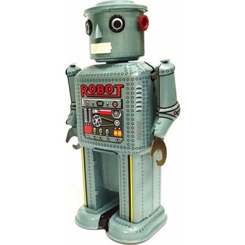 [Funny] Adult Collection Retro Wind up toy Metal Tin moving Arms swing alien robot Mechanical Clockwork toy figures kids gift