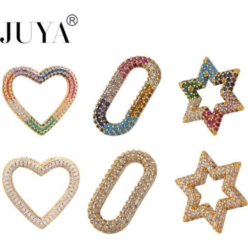 5 Pcs Luxurious Geometry Spiral Clasps Hooks For Jewelry Making Cubic Zirconia Charm Connectors DIY Handmade Jewelry Accessories