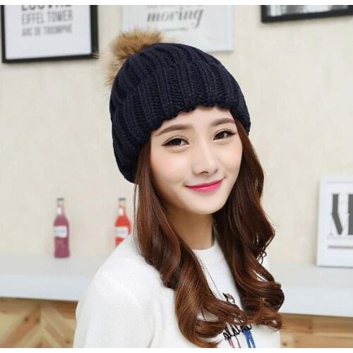 2019 Furtalk Knitted Hat Pompom Hat Winter Women Hat beanie for women Soft Warm Female Fur Cap
