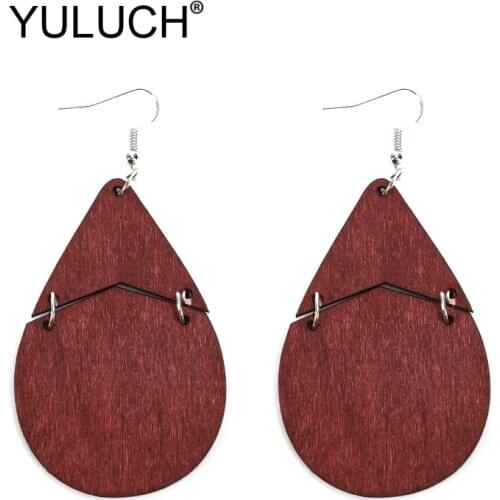 YULUCH Trendy Pom Pom Pompom Natural Wood Water Drop Earrings For Women Fashion Jewelry 2019 Ethnic African Long Dangle Earrings