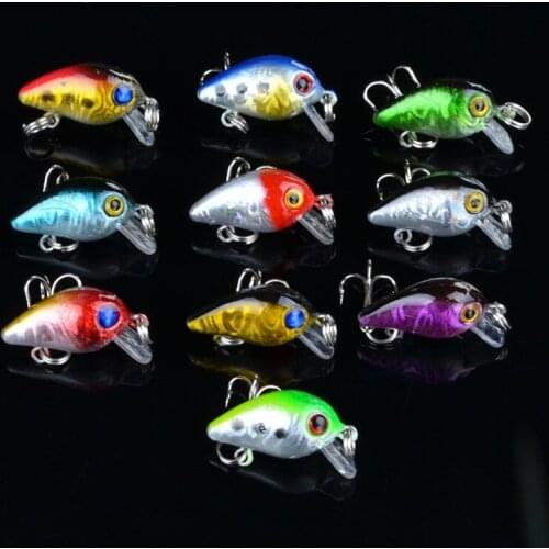 10 pcs/lot Bronzing Mini Fishing Lure Floating Micro Bass Bait Treble Hook Crank Bait Fishing accessories