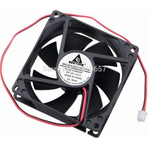 10PCS/LOT GDSTIME DC 12V 8CM 80MM 80x80x25mm 2 Pin 8025 Brushless Cooler Cooling Fan