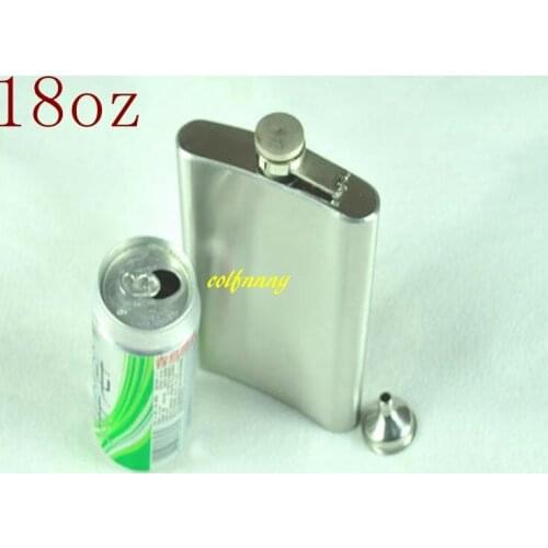 100pcs/lot Fast shipping 18 oz Stainless Steel Hip Flask Portable 18oz Pocket Liquor bottle With retail box for Travel