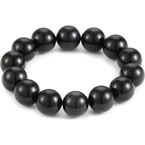 16mm 100% Natural Rainbow eye Obsidian Stone bracelet Colorful Round Beads for Women Mens Jewelry