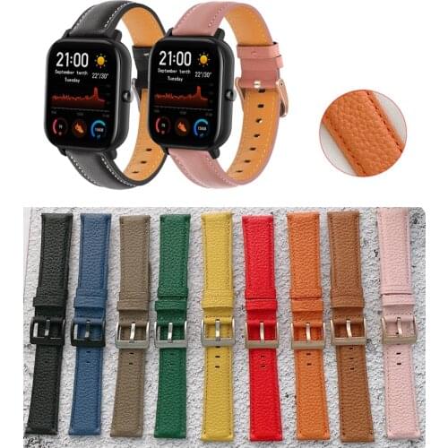 20mm 22mm Fashion Genuine Leather Band Strap For Huami Amazfit Bip Lite S U GTS 2e GTS2 mini GTR 42mm Neo Smart Watch Wrist band