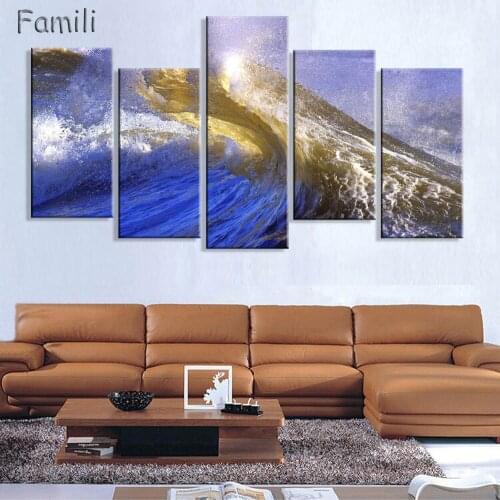 2017 Canvas Painting Fallout Wall Art 5Pieces Modern Sea Wave Landscape Painting Picture Canvas Art For Living Room Unframed