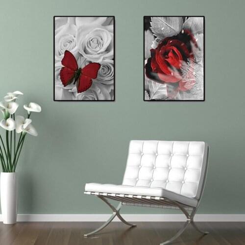 30*40 No Frame Diamond Painting Red Rose Pattern Full Round Diamond Painting Cross Stitch DIY Games Wall Decor Diamond Painting