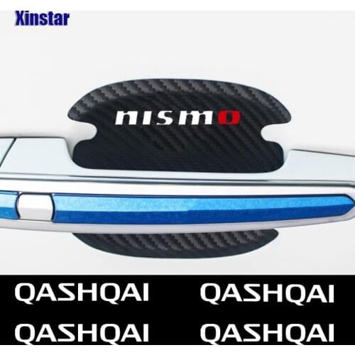 4pcs Carbon Fiber Car Door Handle Sticker For Nissan Tiida Sunny QASHQAI MARCH LIVINA TEANA X-TRAI JUKE