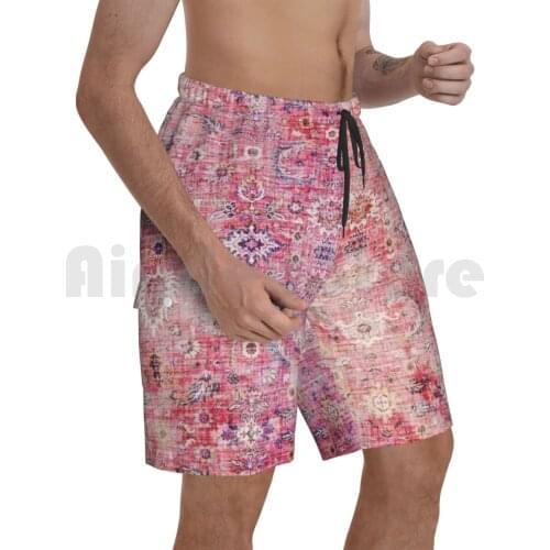 Antique Traditional Pink Moroccan Style Beach Shorts Men Beach Pants Swim Trunks Moroccan Sahara Boho Hippie Bohemien