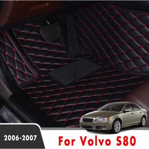 Car Floor Mats Rugs For Volvo S80 2006 2007 Artificial Leather Carpets Custom Foot Pads Auto Interior Accessories Decoration