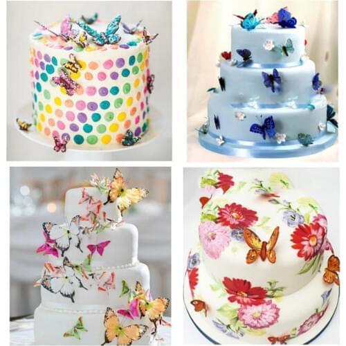 42pcs Mixed Butterfly Edible Glutinous Wafer Rice Paper butterfly Cake Cupcake Toppers Birthday Wedding party Cake Decoration