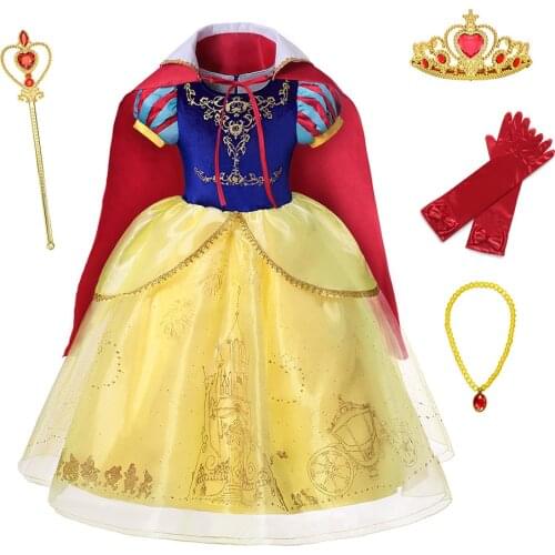 Snow White Ball Gown with Cloak for Girls Vintage Style Classic Princess Dress Christmas Party Cosplay Snow White Costume Frocks