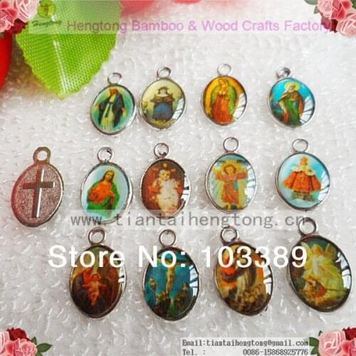 Free shipping cheap Assorted twelve images rosary bracelet pendant,DIY jewelry accessory,Jesus Christianism Icon Charm Pendant