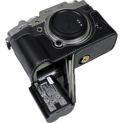 Real Genuine Leather case Camera bag For Fuji Fujifilm XT4 X-T4 Half Body bottom cover shell With Battery Opening